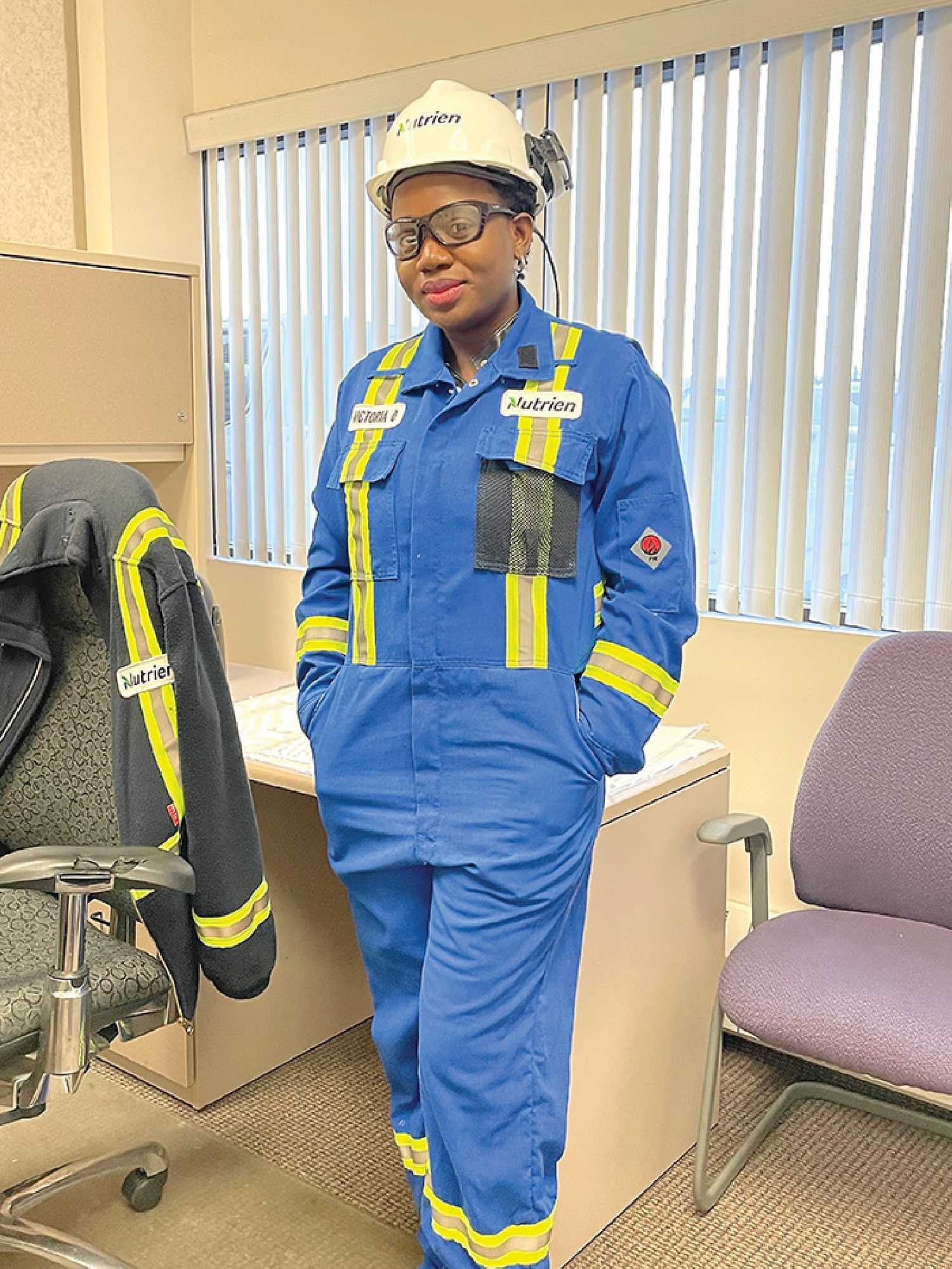 Victoria Orenuga has been working as a Process Safety Management Engineer at Nutrien for over a year and says the companys efforts to provide an inclusive space for all workers has been welcoming and effective. 